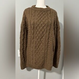 Emory Park Taupe Cable-Knit Sweater Size S